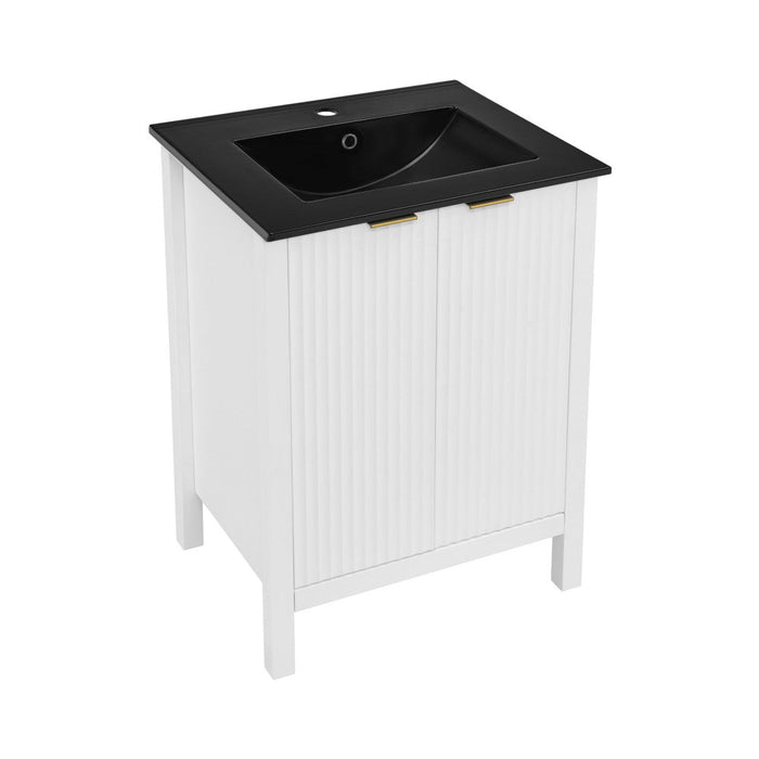 Swiss Madison Bastille 24 in. White Bathroom Vanity With Black Ceramic Sink Top - SM-BV290MB