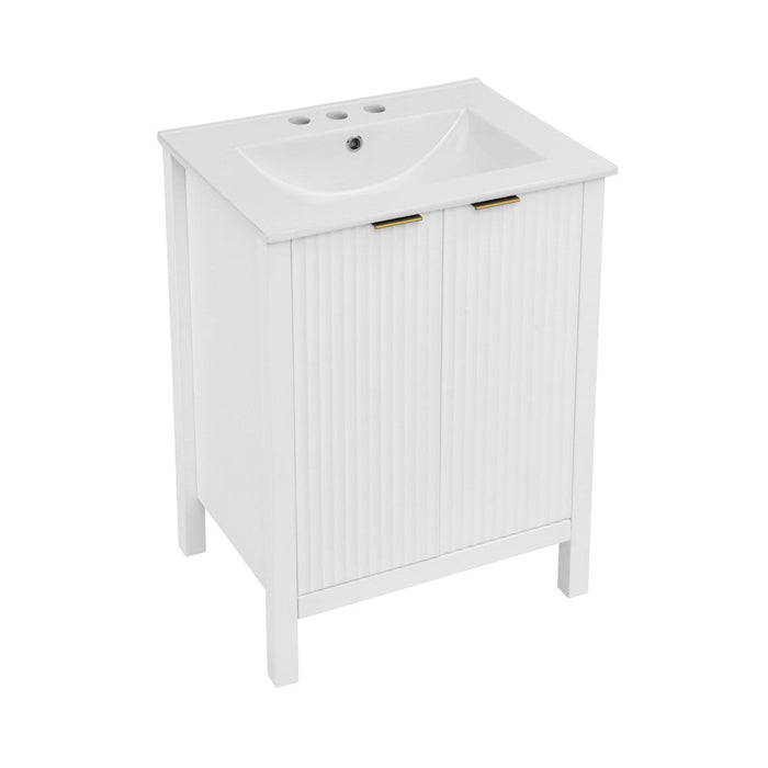 Swiss Madison Bastille 24 in. White Bathroom Vanity With White, 3-Hole Ceramic Sink Top - SM-BV290-3