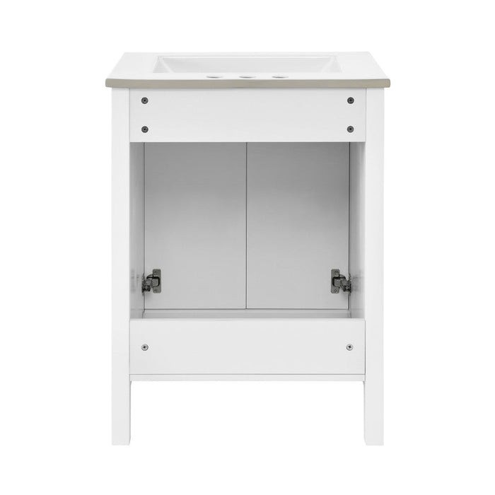 Swiss Madison Bastille 24 in. White Bathroom Vanity With White, 3-Hole Ceramic Sink Top - SM-BV290-3