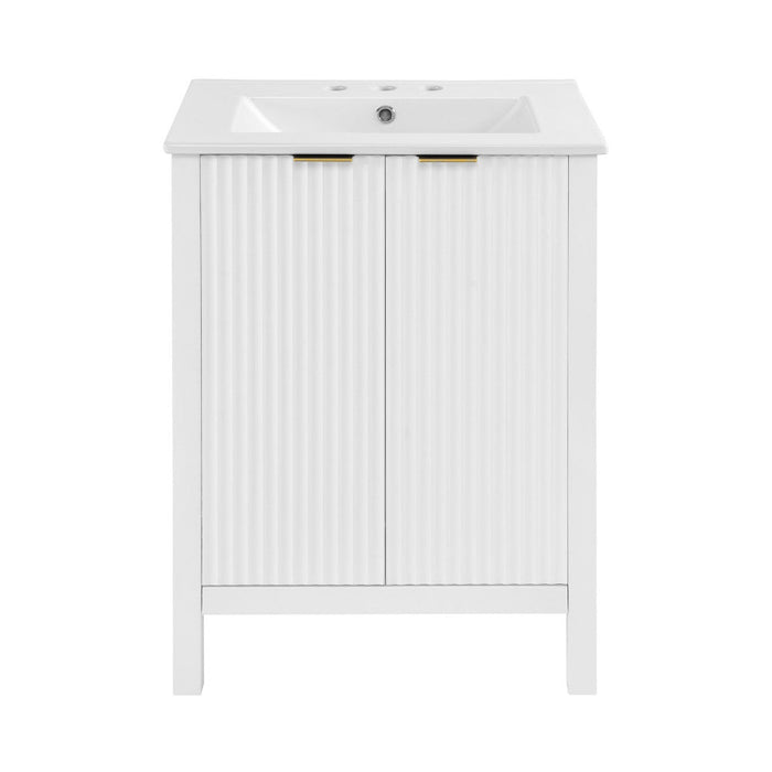 Swiss Madison Bastille 24 in. White Bathroom Vanity With White, 3-Hole Ceramic Sink Top - SM-BV290-3