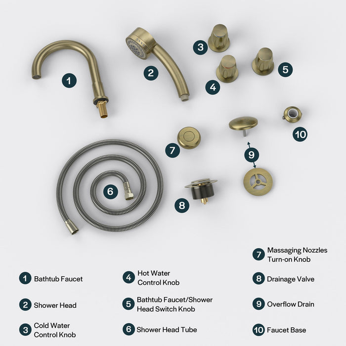 Empava Bathtub Faucet Fixtures For AIS Series Whirlpool Spa Tubs ACC-AIS(BB)