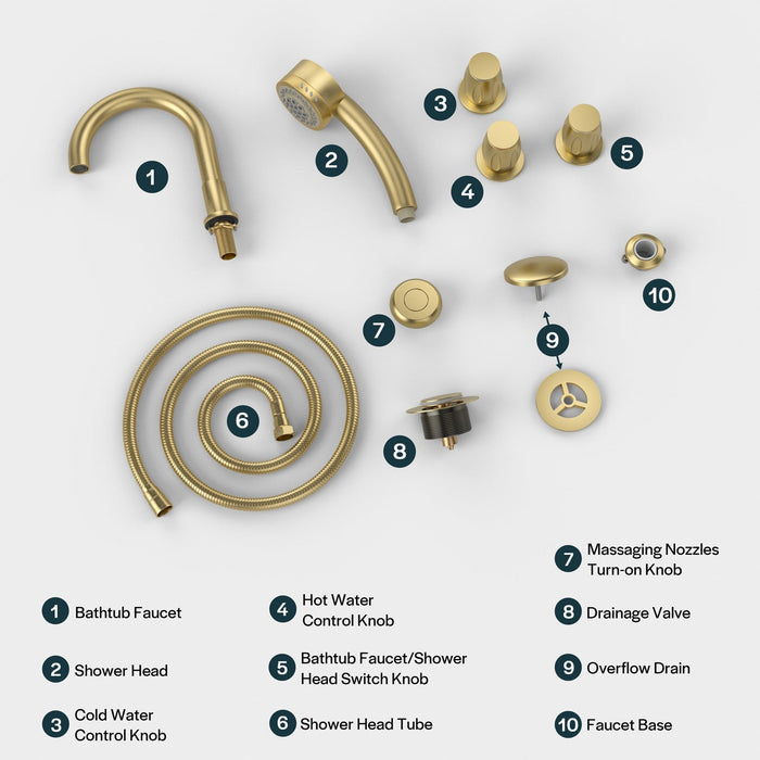 Empava Bathtub Faucet Fixtures For AIS Series Whirlpool Spa Tubs ACC-AIS(BB)