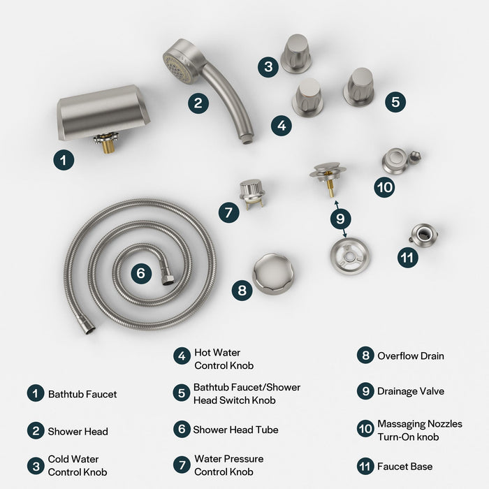 Empava Bathtub Faucet Fixtures For EMPV-71JT667B 2-Person Whirlpool Tub ACC-667BB