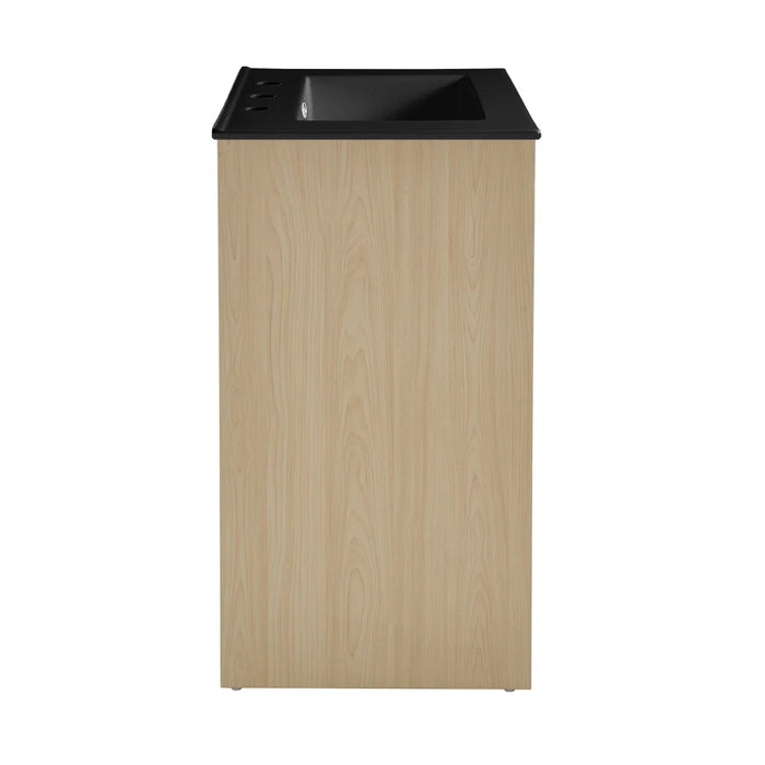 Swiss Madison Virage 24 in. Brown Oak Bathroom Vanity With Black, 3-Hole Ceramic Sink Top - SM-BV730LK-3MB