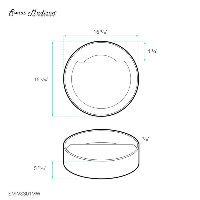 Swiss Madison Beau 16.5" Round Vessel Bathroom Sink in Matte White - SM-VS301MW