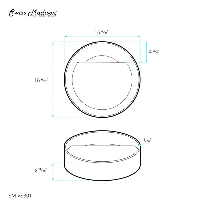 Swiss Madison Beau 16.5" Round Vessel Bathroom Sink - SM-VS301