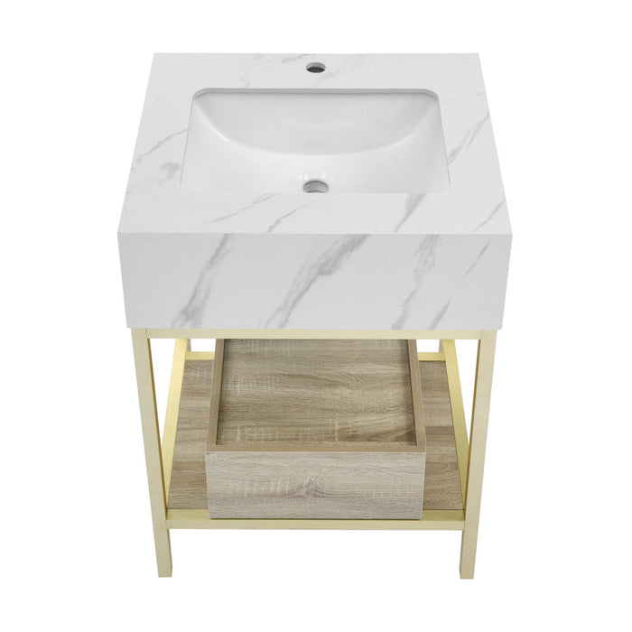 Swiss Madison Beau 24" Freestanding, Bathroom Vanity in Oak and Calacatta - SM-BV720KGCA