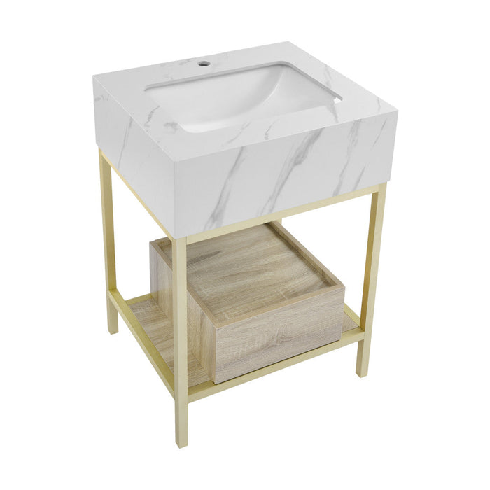 Swiss Madison Beau 24" Freestanding, Bathroom Vanity in Oak and Calacatta - SM-BV720KGCA