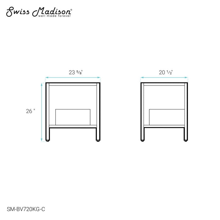 Swiss Madison Beau 24 Freestanding, Bathroom Vanity in Oak and Gold Cabinet Only (SM-BV720KGCA) - SM-BV720KG-C