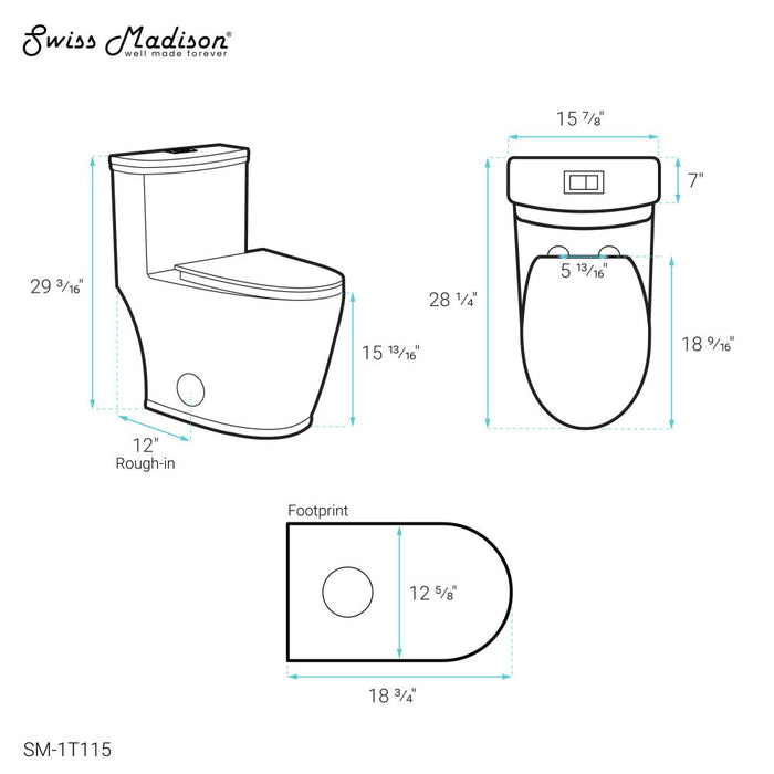 Swiss Madison Beau One-Piece Elongated Toilet Dual-Flush 1.1/1.6 gpf - SM-1T115