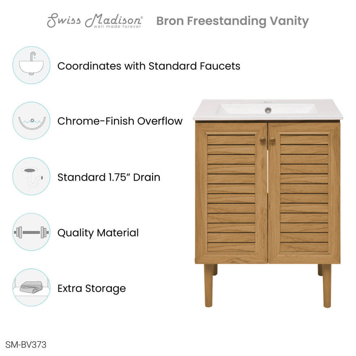 Swiss Madison Bron 24" Bathroom Vanity in Oak - SM-BV373