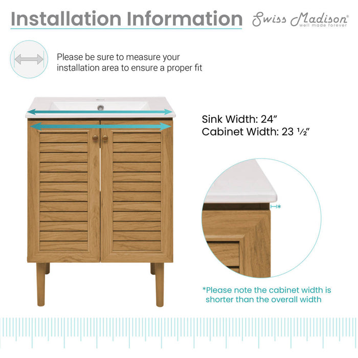 Swiss Madison Bron 24" Bathroom Vanity in Oak - SM-BV373