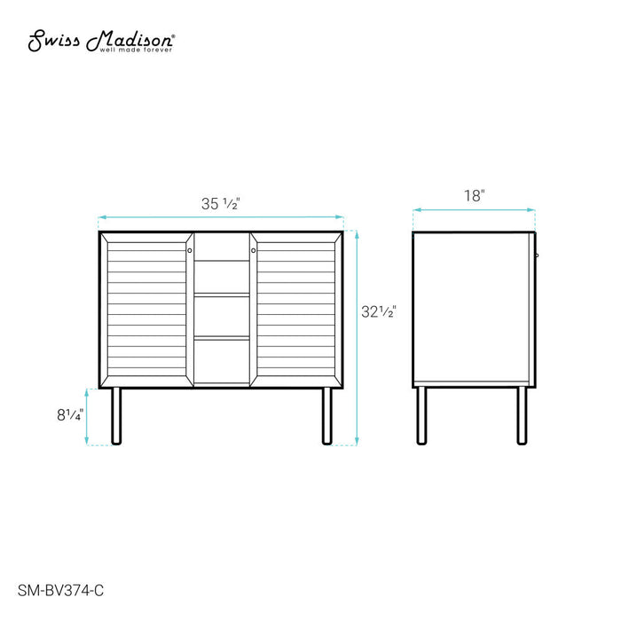 Swiss Madison Bron 36" Bathroom Vanity in Oak- Cabinet Only - SM-BV374-C