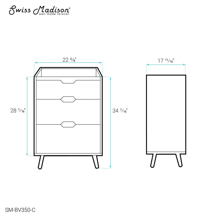 Swiss Madison Brusque 24 Bathroom Vanity in White Oak -Cabinet Only (SM-BV350) - SM-BV350-C