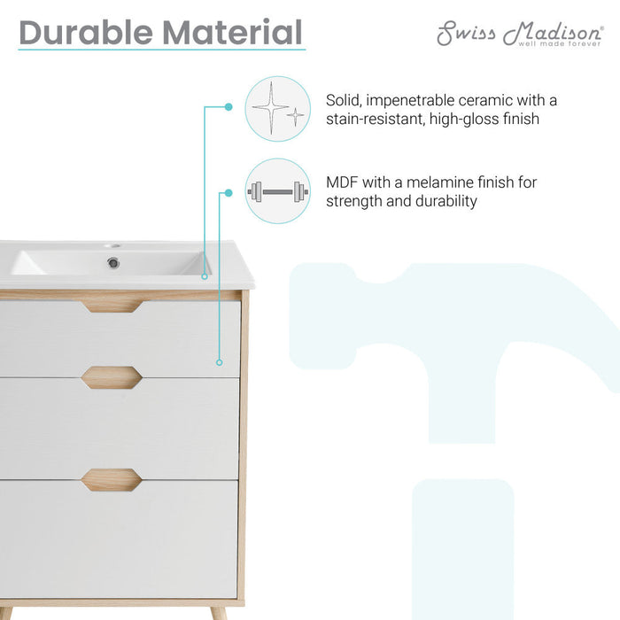 Swiss Madison Brusque 24" Bathroom Vanity in White Oak - SM-BV350