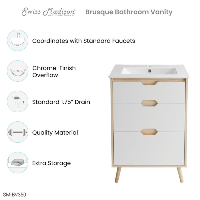 Swiss Madison Brusque 24" Bathroom Vanity in White Oak - SM-BV350