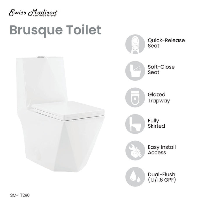 Swiss Madison Brusque One-Piece Square Toilet Dual-Flush 1.1/1.6 gpf - SM-1T290