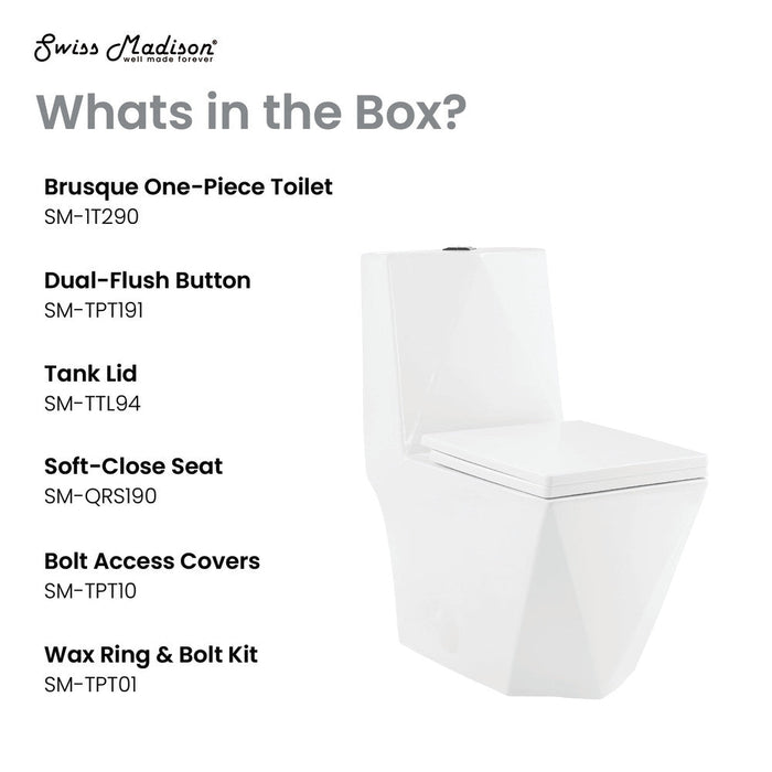 Swiss Madison Brusque One-Piece Square Toilet Dual-Flush 1.1/1.6 gpf - SM-1T290