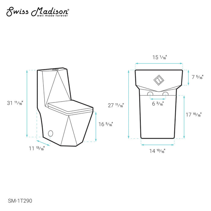 Swiss Madison Brusque One-Piece Square Toilet Dual-Flush 1.1/1.6 gpf - SM-1T290