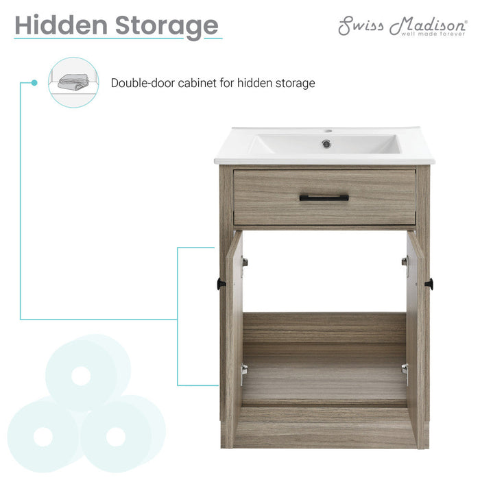 Swiss Madison Burdon 24" Bathroom Vanity in Oak - SM-BV432