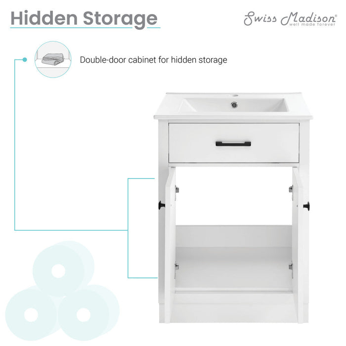 Swiss Madison Burdon 24" Bathroom Vanity in White - SM-BV431