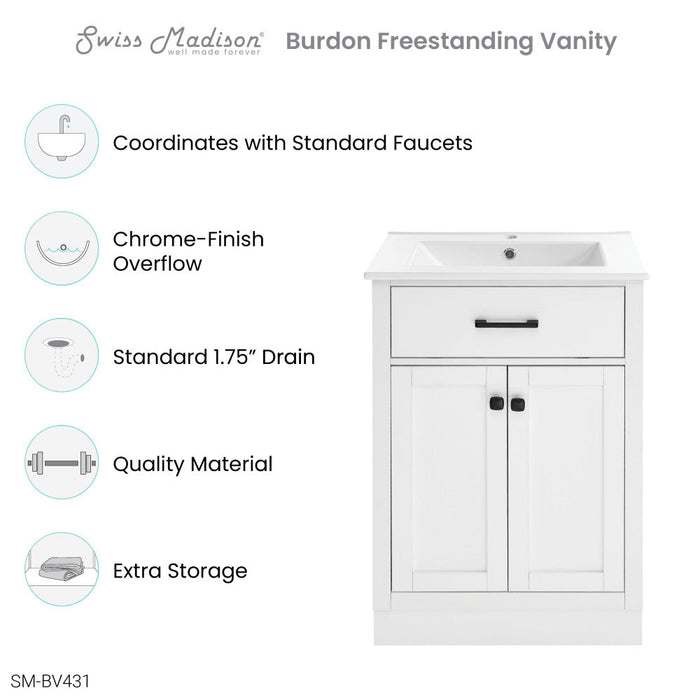 Swiss Madison Burdon 24" Bathroom Vanity in White - SM-BV431