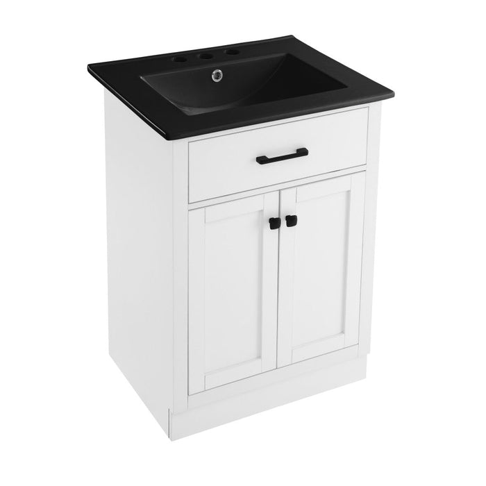 Swiss Madison Burdon 24 in. Brown Bathroom Vanity With Black, 3-Hole Ceramic Sink Top - SM-BV431-3MB