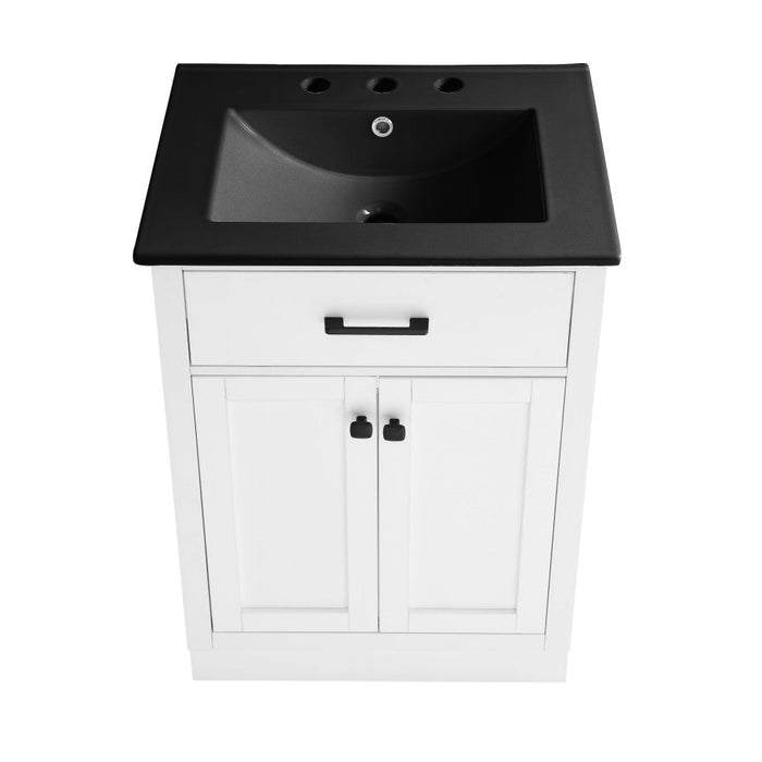 Swiss Madison Burdon 24 in. Brown Bathroom Vanity With Black, 3-Hole Ceramic Sink Top - SM-BV431-3MB