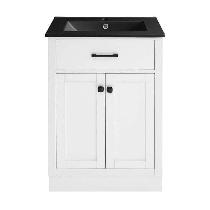 Swiss Madison Burdon 24 in. Brown Bathroom Vanity With Black Ceramic Sink Top - SM-BV431MB