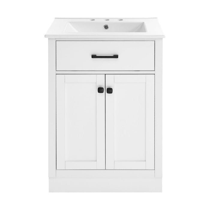 Swiss Madison Burdon 24 in. Brown Bathroom Vanity With White, 3-Hole Ceramic Sink Top - SM-BV431-3