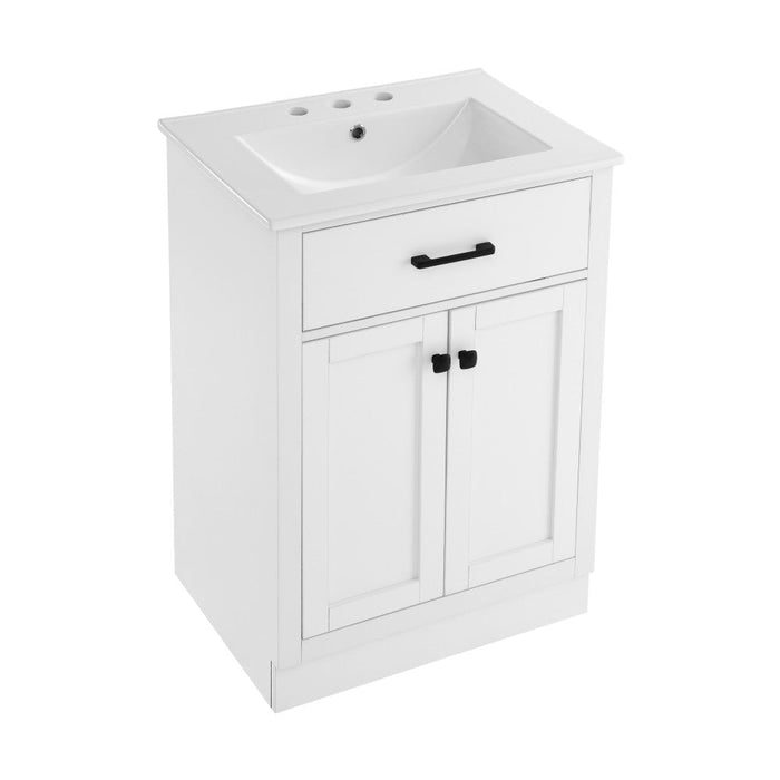 Swiss Madison Burdon 24 in. Brown Bathroom Vanity With White, 3-Hole Ceramic Sink Top - SM-BV431-3