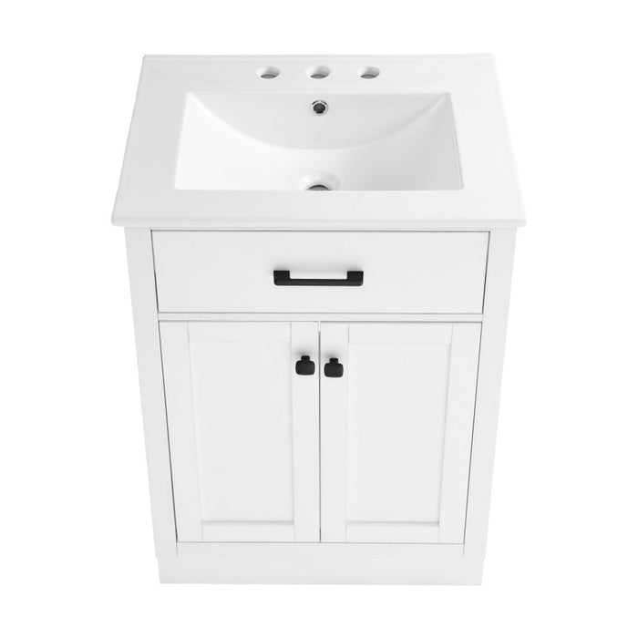 Swiss Madison Burdon 24 in. Brown Bathroom Vanity With White, 3-Hole Ceramic Sink Top - SM-BV431-3