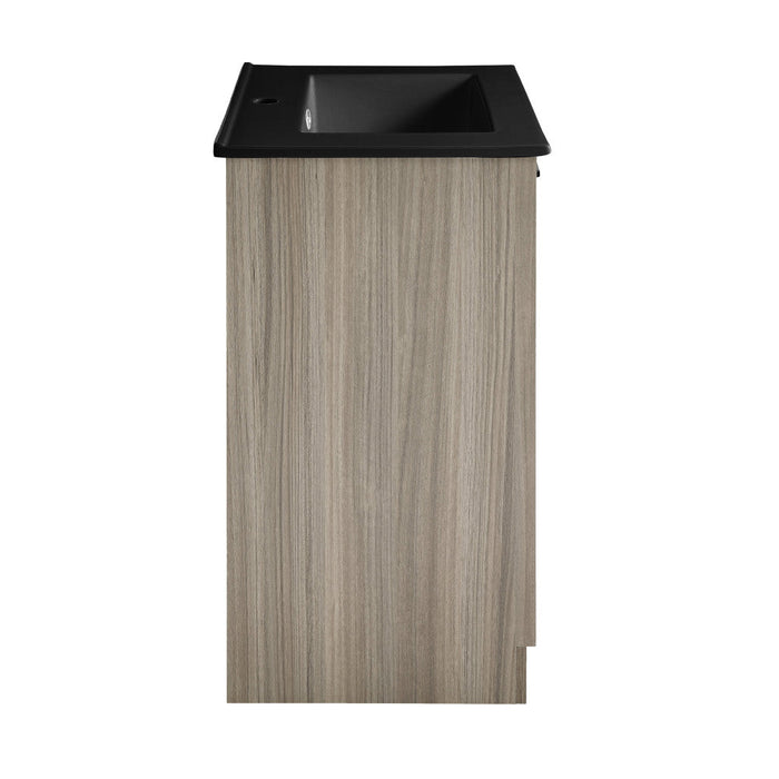 Swiss Madison Burdon 24 in. Brown Oak Bathroom Vanity With Black Ceramic Sink Top - SKU: SM-BV432MB