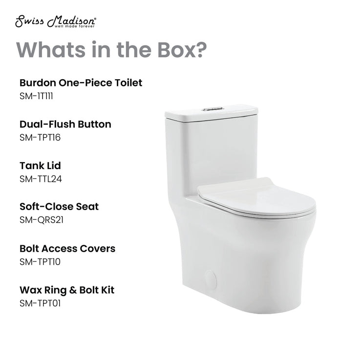 Swiss Madison Burdon One-Piece Elongated Toilet Vortex Dual-Flush 1.1/1.6 gpf - SM-1T111