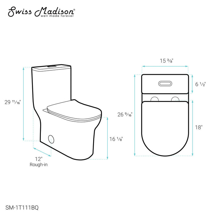 Swiss Madison Burdon One Piece Square Toilet Dual Flush 1.1/1.6 gpf in Bisque - SM-1T111BQ