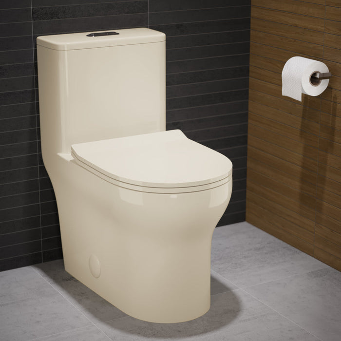 Swiss Madison Burdon One Piece Square Toilet Dual Flush 1.1/1.6 gpf in Bisque - SM-1T111BQ