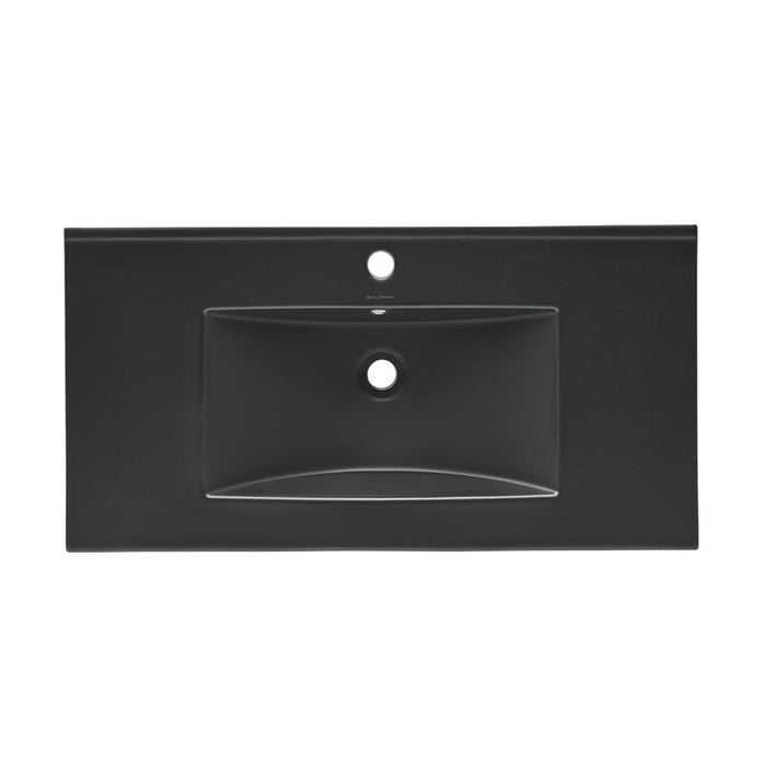 Swiss Madison 36" Ceramic Vanity Top with Single Faucet Hole in Matte Black