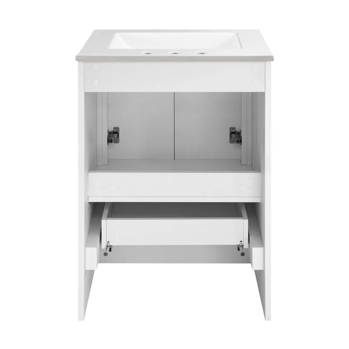 Swiss Madison Virage 24 in. White Bathroom Vanity With White, 3-Hole Ceramic Sink Top - SM-BV730W-3