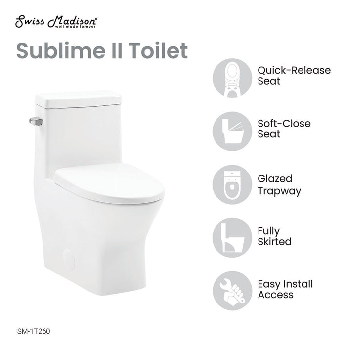 Swiss Madison Sublime II One-Piece Round Toilet Side Flush 1.28 GPF