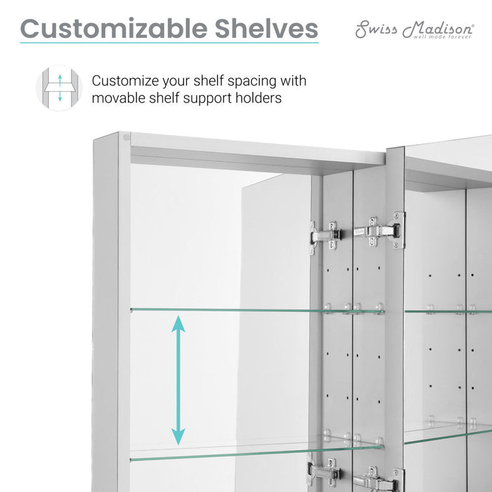 Swiss Madison Cache 20 in. x 30 in. Mirrored Aluminum Medicine Cabinet - SM-MC001