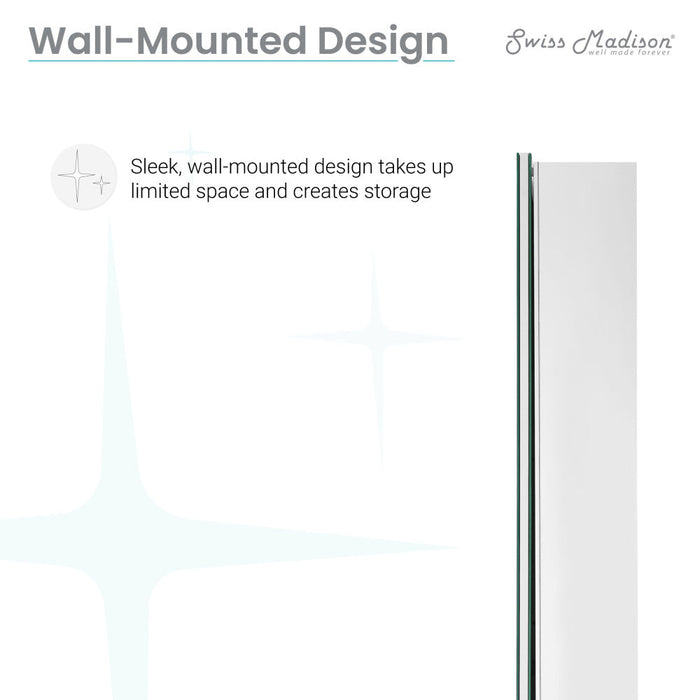 Swiss Madison Cache 20 in. x 30 in. Mirrored Aluminum Medicine Cabinet - SM-MC001