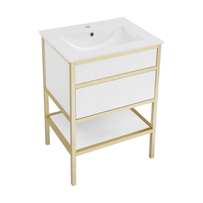 Swiss Madison Cache 24" Freestanding, Bathroom Vanity in White and Gold - SM-BV901WG