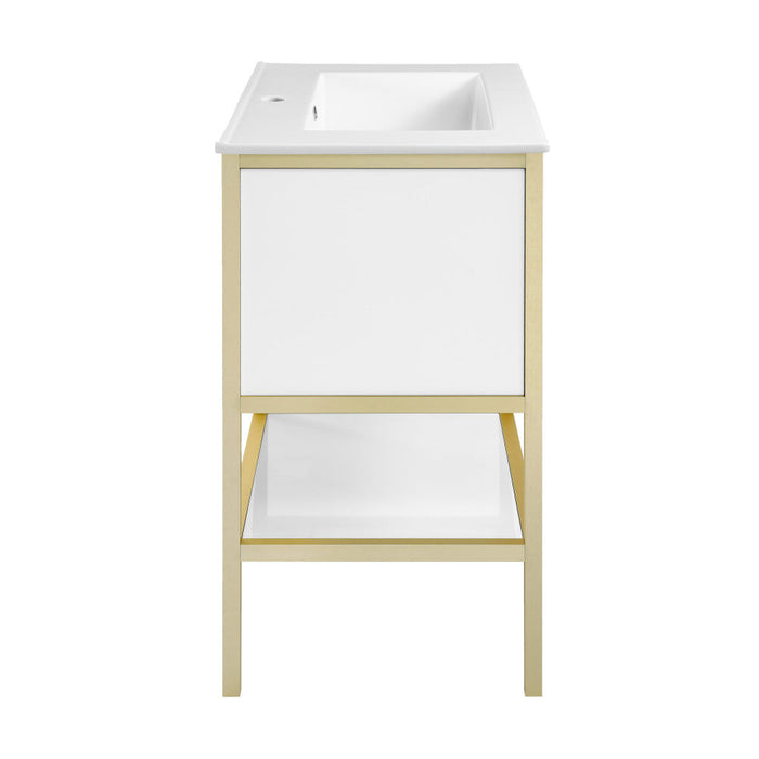 Swiss Madison Cache 24" Freestanding, Bathroom Vanity in White and Gold - SM-BV901WG