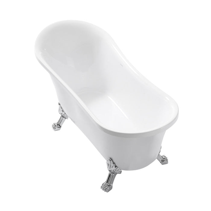 Swiss Madison Cache Single Slipper, Clawfoot Soaking Acrylic Bathtub, Chrome Clawfoot - SM-FB585CC