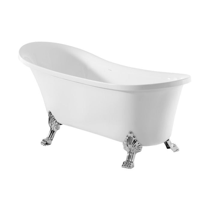 Swiss Madison Cache Single Slipper, Clawfoot Soaking Acrylic Bathtub, Chrome Clawfoot - SM-FB585CC