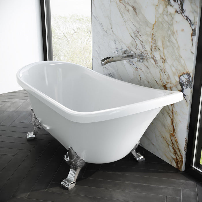 Swiss Madison Cache Single Slipper, Clawfoot Soaking Acrylic Bathtub, Chrome Clawfoot - SM-FB585CC