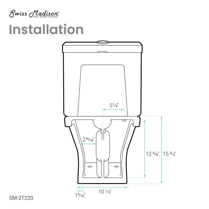 Swiss Madison Cache Two-Piece Elongated Toilet Dual-Flush 1.1/1.6 gpf - SM-2T220