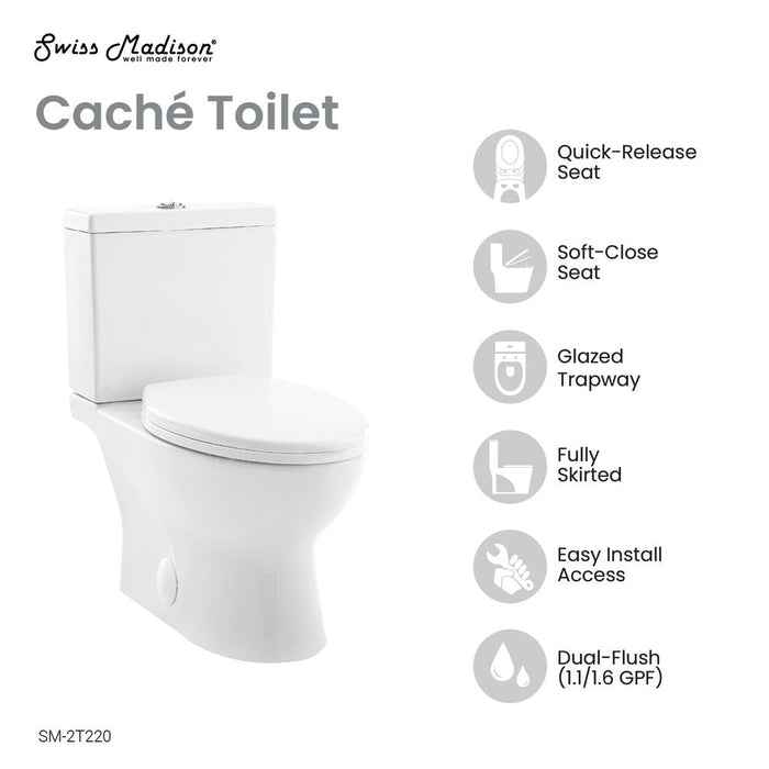 Swiss Madison Cache Two-Piece Elongated Toilet Dual-Flush 1.1/1.6 gpf - SM-2T220