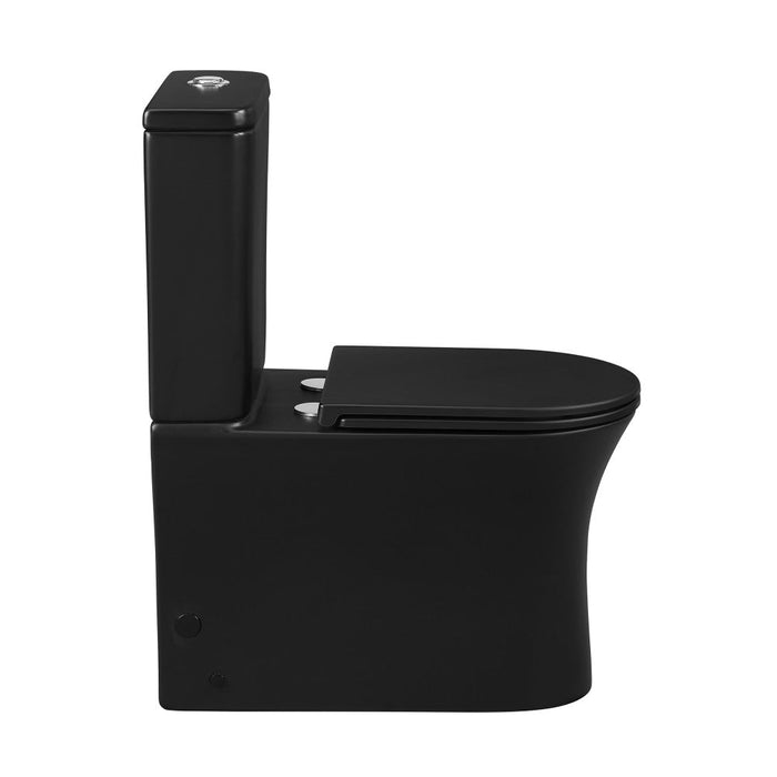 Swiss Madison Calice Two-Piece Elongated Rear Outlet Toilet Dual-Flush 0.8/1.28 gpf in Matte Black - SM-2T120MB