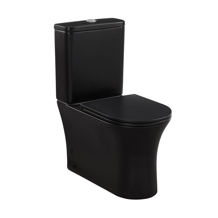 Swiss Madison Calice Two-Piece Elongated Rear Outlet Toilet Dual-Flush 0.8/1.28 gpf in Matte Black - SM-2T120MB